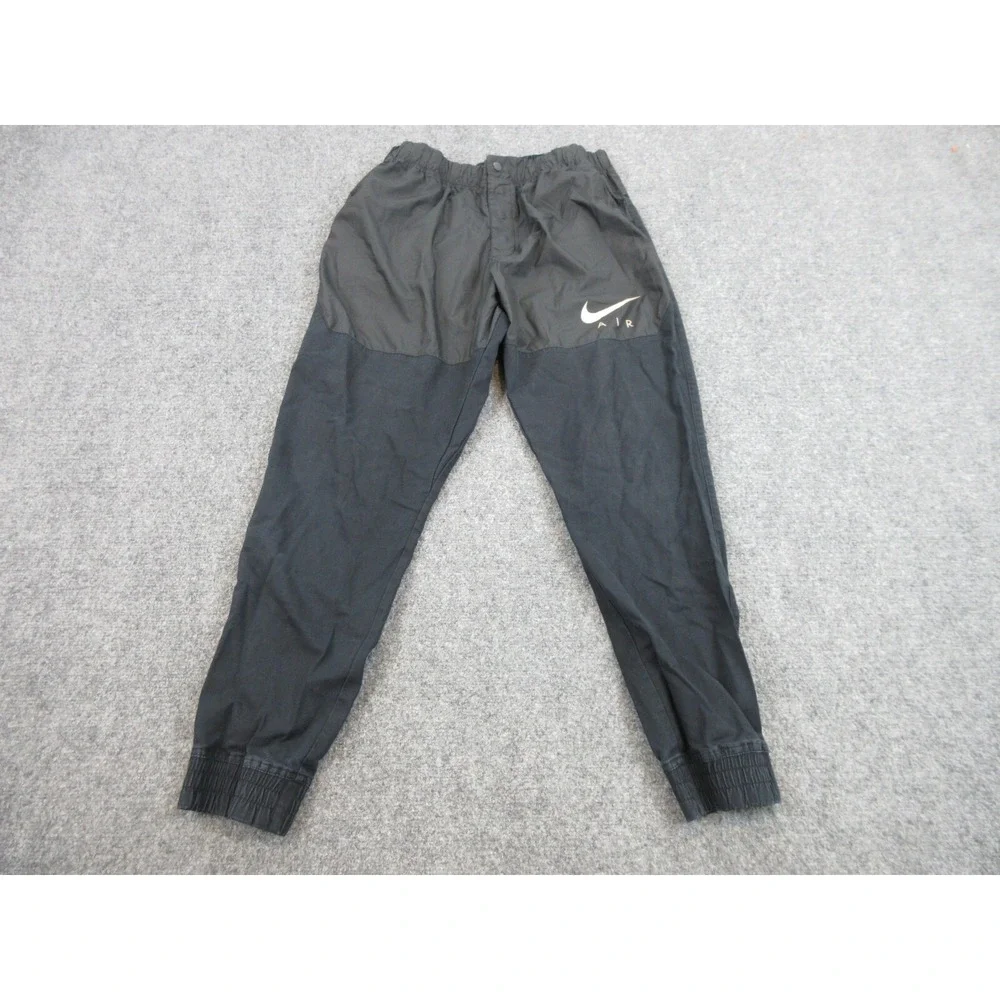 Nike Pants Mens XL Black Air Joggers Elastic Waist Cuffed Logo Woven Panels